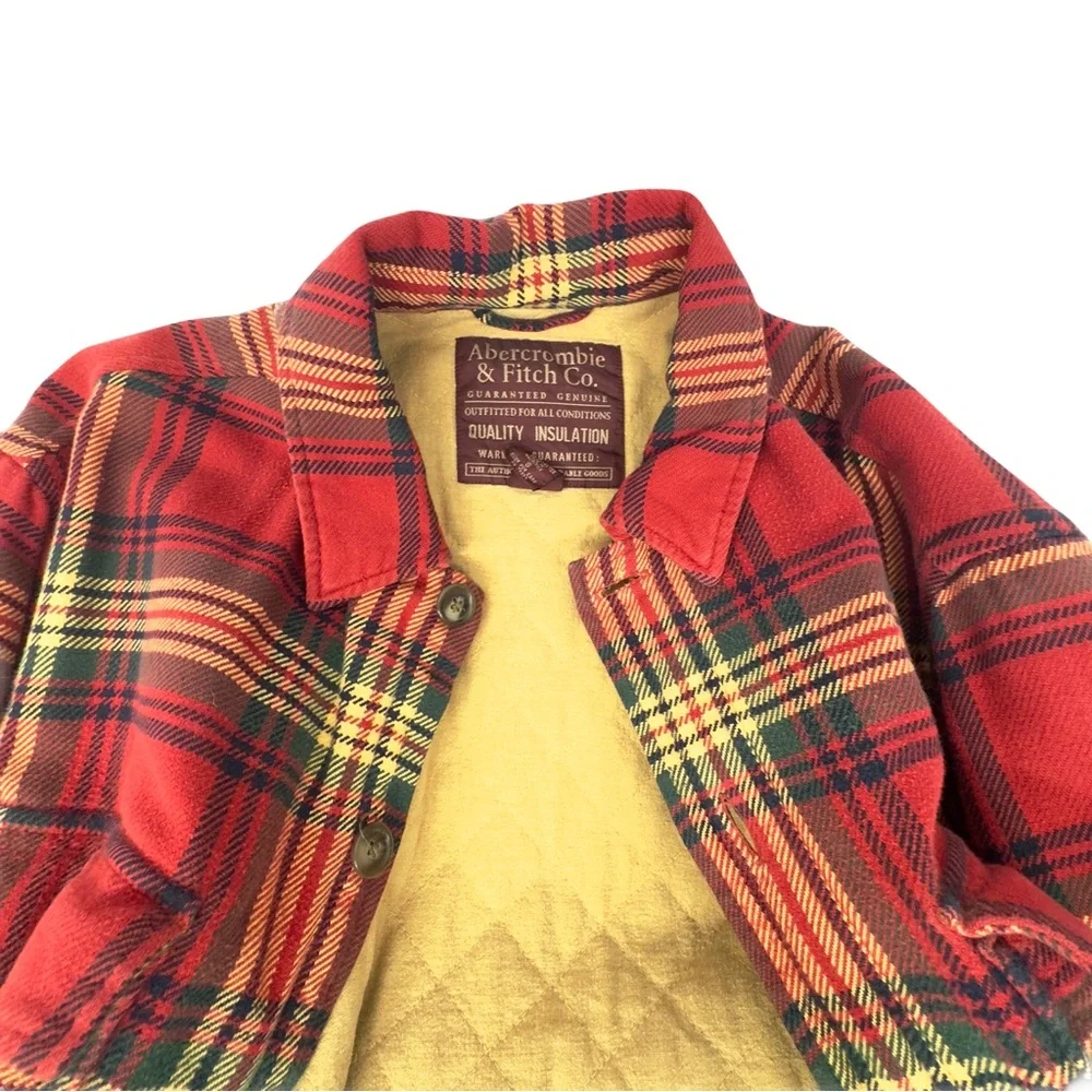 Vintage Abercrombie & Fitch heavy red plaid flannel jacket slacket small men’s